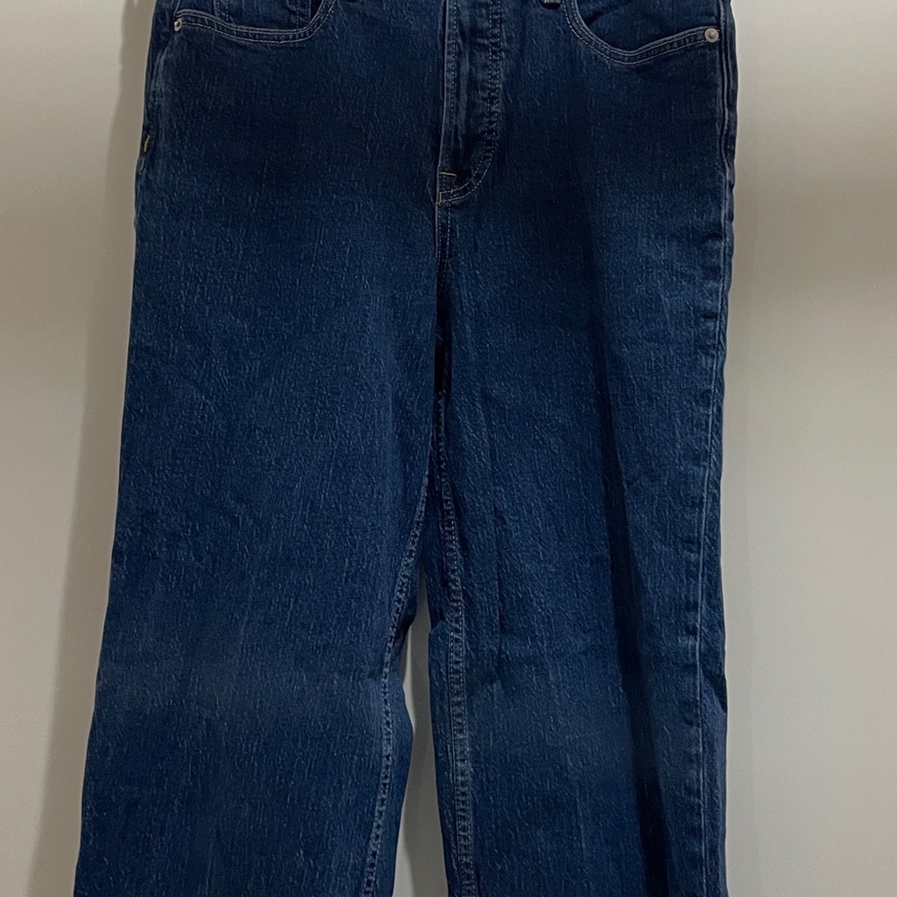FREE ASSEMBLY BLUE DENIM WIDE LEG SKINNY JEAN (SIZE 10)
